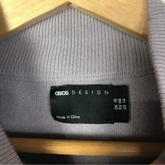 ASOS Design Lilac Purple Puff Sleeve Fitted Waist Knit Long Sleeve 14 - Picture 4 of 4